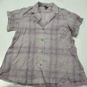 Women's Eddie Bauer Flannel  Short  Sleeve Button Front Top/Shirt Small